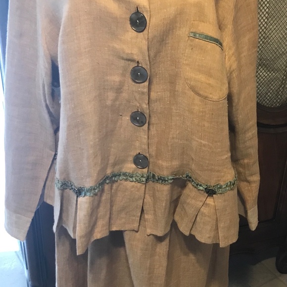 Taylor G Linen Skirt Long Elastic Waist & Jacket 2 Pc Set Boho 1X - Picture 1 of 16